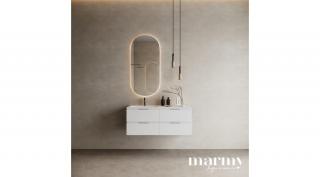 MARMY Code 120 bal alsószekrény, 4 fiók, pure white, króm fogantyú