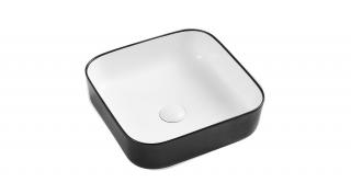 WELLIS Azalea BW pultra építhető matt fekete-fehér porcelán mosdó