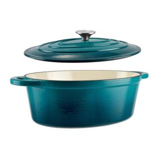 Perfect Home Zománcozott öntöttvas kacsasütő ovális 30cm, 4.2L türkizkék 16639
