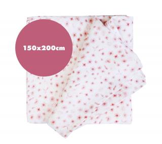 Lullalove Könnyű muszlin alvótakaró 150x200cm - Rózsaszín virágok