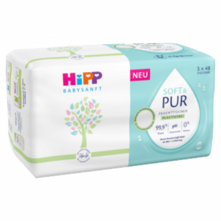 HiPP Babysanft Soft  Pure nedves törlőkendő újszülöttkortól 3 x 48 db