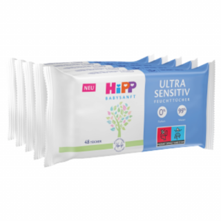 HiPP Babysanft Ultra Sensitive nedves törlőkendő újszülöttkortól 5 x 48 db