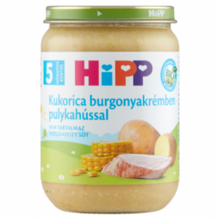 HiPP BIO kukorica burgonyakrémben pulykahússal bébiétel 5 hónapos kortól 190g
