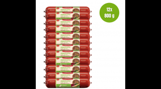 Nyúl marhával, borsóval, körtével és céklával, 12x800g, MEATLOVE