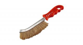 Drótkefe hajlított, műanyag nyél; rezezett, 24cm, 30mm szálhossz