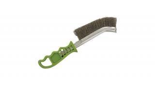 Drótkefe hajlított, műanyag nyél; rozsdamentes acél, 24cm, 30mm szálhossz