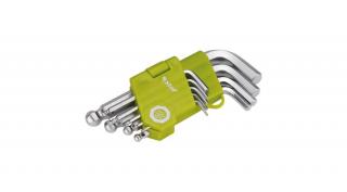 Imbuszkulcs klt., rövid, Cr40 gömbfej, TÜV/GS; 9db, 1,5-10mm, bliszteren