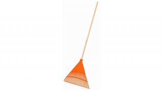 Műanyag lombseprű (narancs), 56cm széles fej, 22 ágú, 122cm fa nyél