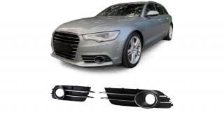 AUDI A6 C7 4G 2010-2014 fekete ködlámpa keret - rács króm betéttel (ködlámpáshoz)