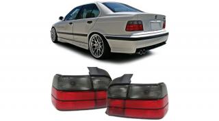 BMW E36 sedan piros fekete füst burás hátsó lámpa pár