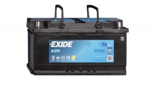 Exide AGM Start-Stop EK960 12V Akkumulátor 96Ah 850A Indítóáram Jobb+