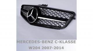 Mercedes Benz W204 fekete-króm hűtőrács C63 AMG stílusban