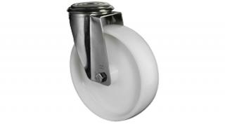 Hátfuratos kerék 100 H101.A90.100 inox forgó villa fehér terhelhető: 130kg (BS)