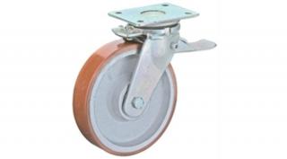 Talpas kerék 125 RR120.C10.125 Forgó fékes villa barna PU trerhelhető:550kg (BS)