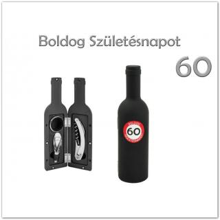 3db-os boros szett 60. születésnapra, Boldog 60. születésnapot felirattal, 23cm