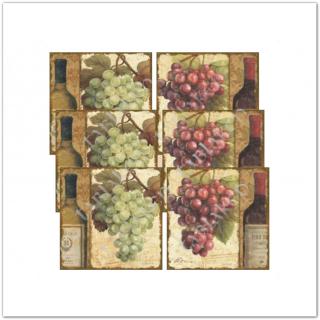 6db-os szőlős és boros poháralátét-szett (Egységárral is)