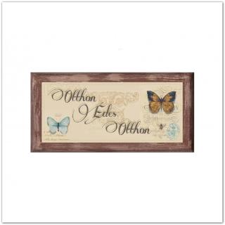 Fa táblakép Otthon Édes Otthon felirattal, pillangó mintával - pillangós falikép