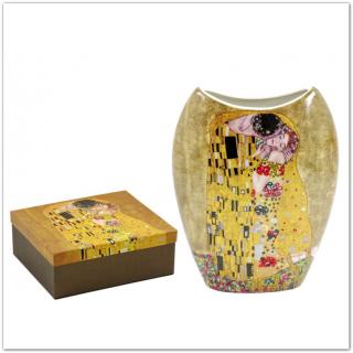 Klimt A csók váza díszdobozban, 20cm, Klimt festményes ajándékötlet