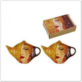 Klimt festményes teafilter tartó, 2db-os szett díszdobozban, 13x8cm ()