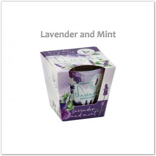 Levendula illatú illatgyertya üvegpohárban - Lavender and Mint