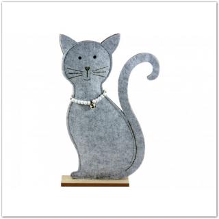 Szürke cicás dekoráció - 45 cm