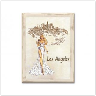 Városok vintage táblakép - Los Angeles, 15x20cm