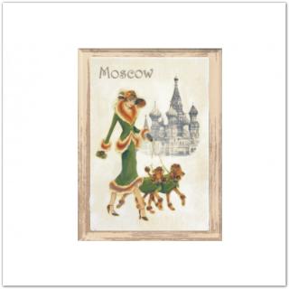 Városok vintage táblakép - Moszkva, 15x20cm