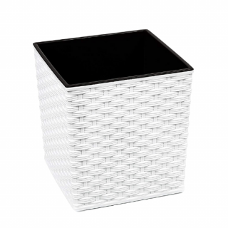 Juka Rattan kocka kaspó 19x19cm - fehér