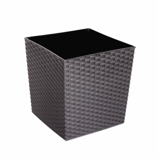 Juka Rattan kocka kaspó 40x40cm - antracit