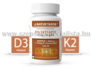 Natur Tanya® D3 és K2-VITAMIN EGYÜTT! 4000IU D3-vitamin és 60mcg K2 kivonat 1 tablettában! 100db...