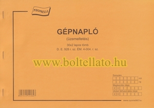 Gépnapló, A/4, 30 x 2 lap