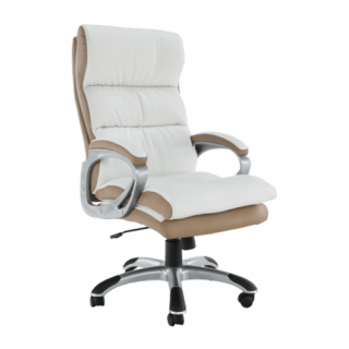 Irodai szék, fehér/barna textilbőr, KOLO CH137020