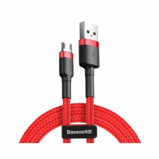 Baseus Cafule Nylon harisnyázott USB/Micro USB kábel QC3.0 1.5A 2m fekete/piros