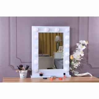 Hollywood tükör 60x80cm (DC117-6A) sminkes tükör fehér 14x3W LED sminktükör álló