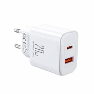 Joyroom JR-TCF05 hálózati töltő adapter USB-A QC3.0, USB-C PD 20W (fehér)