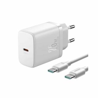 Joyroom JR-TCF11 hálózati töltő adapter USB-C 25W + USB-C - USB-C kábel 1m fehér