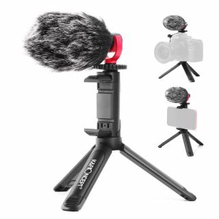 KF Concept CMM600 vlog videomikrofon szett mobiltelefonhoz és kamerához 3.5mm-es TRS/TRRS jack csatlakozóval (KF10.014)