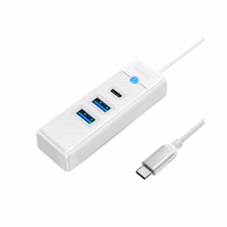 Orico USB HUB elosztó adapter USB-C - 2x USB 3.0 + USB-C, 5 Gbps, 0.15m (fehér)