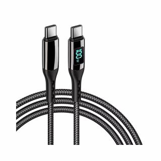 PD100W USB Type-C - USB Type-C kábel gyorstöltéssel, teljesítménykijelzéssel 1m, fekete