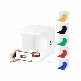 PULUZ fotódoboz, tárgysátor 20x20cm 6db háttérrel, alsó LED megvilágítással (PU5137)