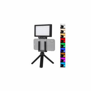PULUZ RGB LED videólámpa mobiltelefon tartóval, állvánnyal (PU461B)