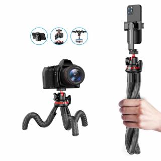 Techsuit - Selfie Bot (C02) - Telefonokhoz és akciókamerákhoz, rugalmas állvánnyal, 43 cm - Fekete