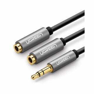 Ugreen AUX 3.5mm-es mini jack elosztó adapter kábel 20cm ezüst (10532)