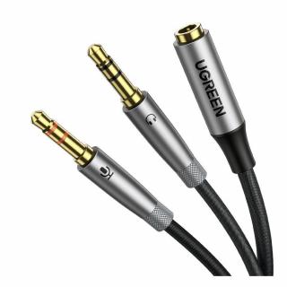 Ugreen AV193 AUX audio splitter fejhallgató + mikrofon 3.5mm-es mini jack kábelhez (szürke)