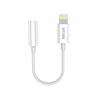 Vipfan L07 Lightning - mini jack 3.5mm-es AUX kábel, 10cm (fehér)