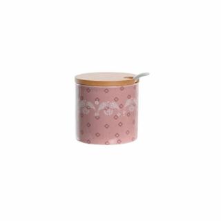 Rózsaszín aprómintás kerámia cukortartó