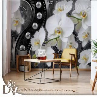 Fotótapéta - Luxus design Orchideákkal virágok gyöngyök
