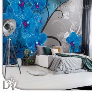 Fotótapéta - Modern Virágos design kék Orchideákkal