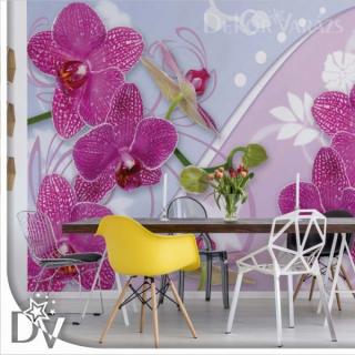 Fotótapéta - Pink Orchideákkal virágok hullámok