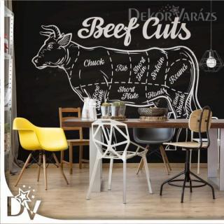Fotótapéta - Retro konyhai poszter "Beef Cuts" marhahús részek